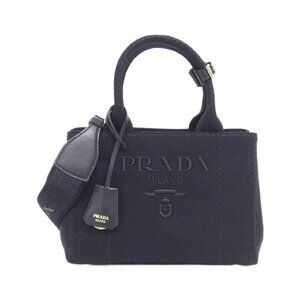 Prada Jardiniere canvas bag black embroidered logo